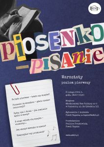 Piosenkopisanie, warsztaty - poziom pierwszy - plakat
