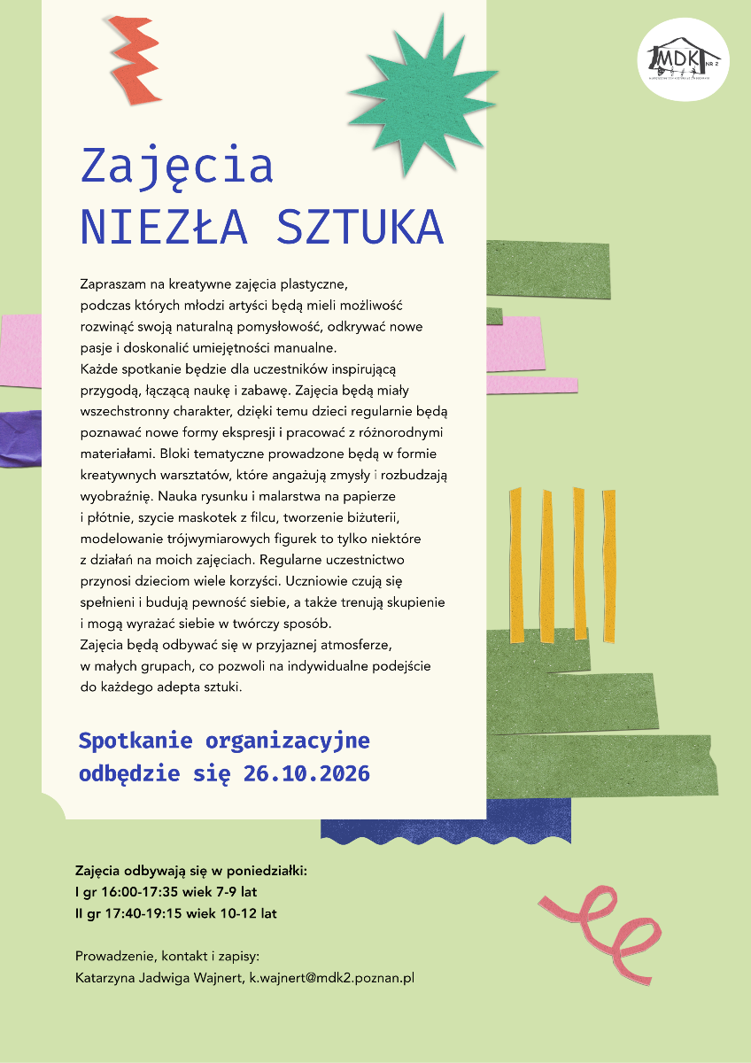 Koło plastyczne NIEZŁA SZTUKA - nabór do grup
