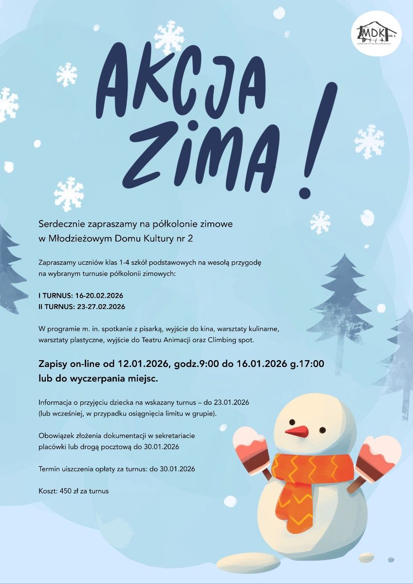 Zimowe półkolonie w Młodzieżowym Domu Kultury nr 2